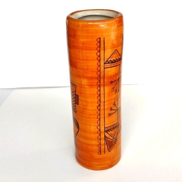 Aarong Bangladesh Tall Ceramic Flower Vase Folk Art Decoration Bohemian - Picture 2 of 7